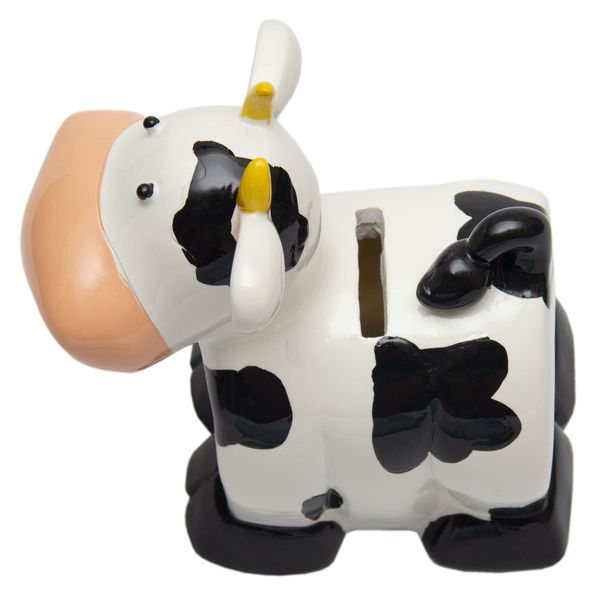 Фігурка декоративна - скарбничка корова, 14,5x8,5x13 см, білий, полістоун (240623) 240623 фото
