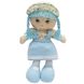 М'яка іграшка лялька з вишитим обличчям, 36 см, блакитна сукня (860845) 860845 фото 1