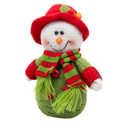 Мягкая новогодняя фигурка Снеговик, 15 см, зеленый, текстиль (000081-1) 000081-1 фото