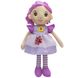 М'яка іграшка лялька з вишитим обличчям, 36 см, велика червона квітка, фіолетова сукня (861057-1) 861057-1 фото 1