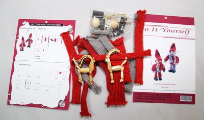 Набір "Зроби Сам" - дівчатка з кониками, 2 шт, 15 см, червоний, в'язане полотно, дерево, соломка (480050) 480050 фото