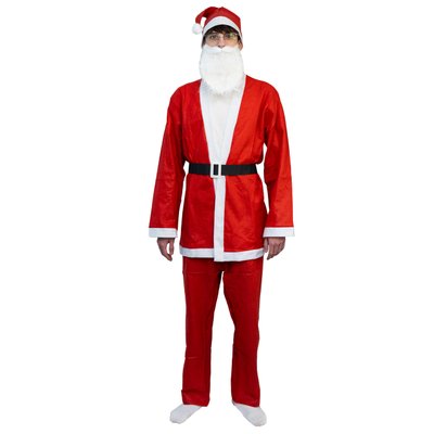 Карнавальний костюм "Санта Клаус" для дорослого 180 см, червоний, поліестер (462445) 462445 фото