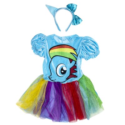Детский карнавальный костюм принцесса-4, рост 92-104 см, голубой, вискоза, полиэстер (091038A) 091038A фото