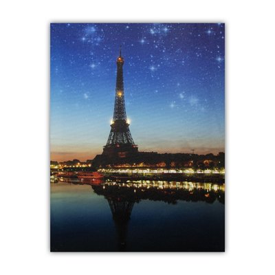 Светящаяся картина - Эйфелева башня на фоне ночного Парижа, 4л, 40x30 см (940218) 940218 фото