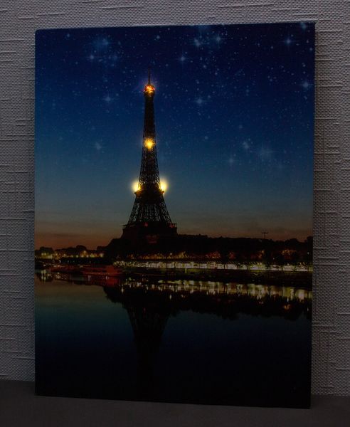 Картина, що світиться - Ейфелева вежа на фоні нічного Парижу, 4л, 40x30 см (940218) 940218 фото