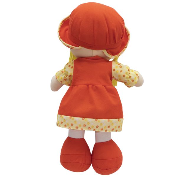 Мягкая игрушка кукла с вышитым лицом, 36 см, оранжевое платье (860821) 860821 фото