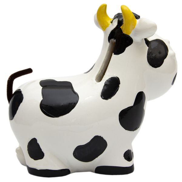 Декоративная фигурка - копилка корова, 12x10x13 см, белый, полистоун (240654) 240654 фото