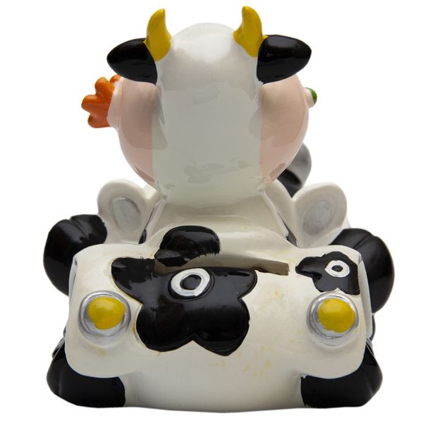 Декоративная фигурка - копилка корова, 14x11x13 см, белый, полистоун (240685) 240685 фото