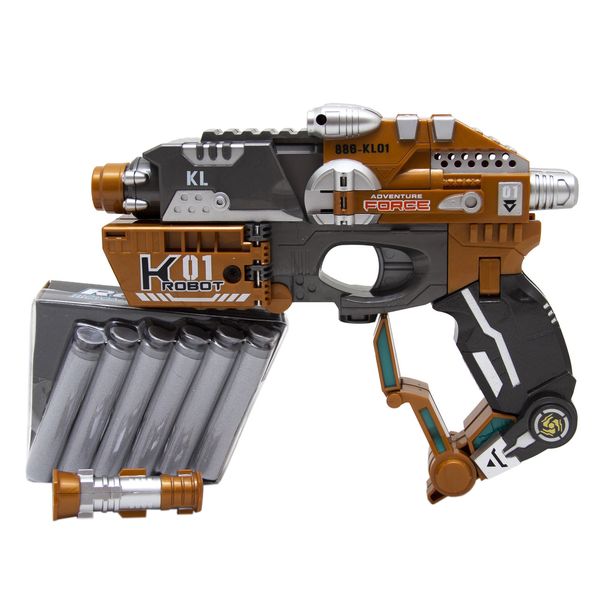 Ігровий набір RoboGun 2-в-1: пістолет-трансформер FLASHER + 6 м'яких куль (K01) K01 фото