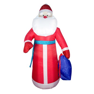 Надувний Дід Мороз з мішком подарунків, 280 см, червоний, 6 світлодіодних лампочок (830152) 830152 фото