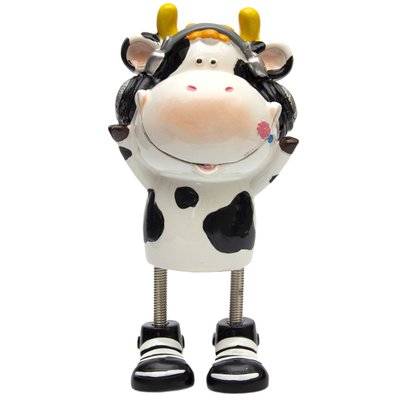 Фігурка декоративна - скарбничка корова, 19,5x10x10,5 см, білий, полістоун (240722) 240722 фото