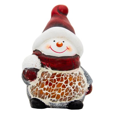 Декоративна фігурка - Сніговик, 6,5x5,5x9,5 см, білий з червоним, кераміка (792030) 792030 фото