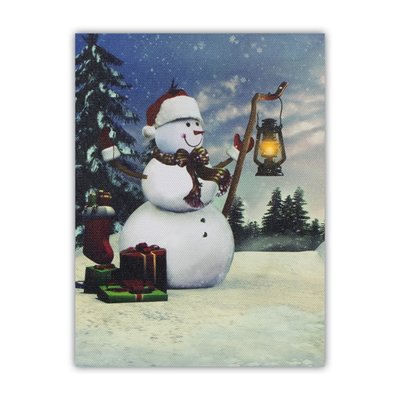 Светящаяся картина - снеговик, 1 LED лампочка, 20x15x1,8 см (940256) 940256 фото