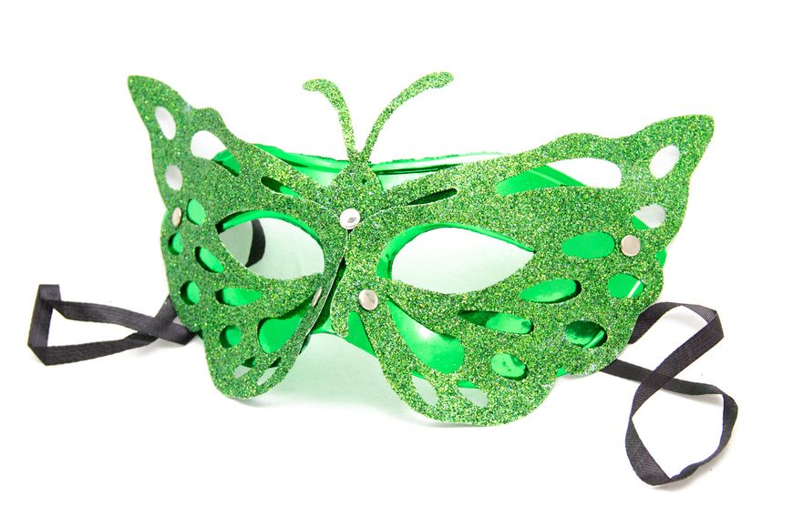 Маска карнавальна, 19x15 см, зелений, пластик (461707-3) 461707-3 фото