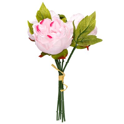 Искусственный букет Пионов, 3 цветка, 28 см, розовый, пластик, ткань (130443) 130443 фото