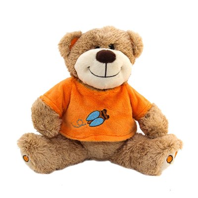 Мягкая игрушка - медведь в оранжевой футболке, 20 см, бежевый, полиэстер (C908620-3) C908620-3 фото