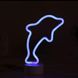 Неоновий світильник Дельфін на підставці, нічник 17,5x10x27,7 см, синій, батарейки/USB провід (140632) 140632 фото 1