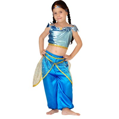 Дитячий карнавальний костюм принцеси Дженні, зріст 110-120 см, блакитний, віскоза та поліестер (CC004B) CC004B фото