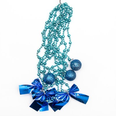 Новорічна прикраса - підвіска з прикрасами, 2,7 м, синій, пластик, текстиль (472093-4) 472093-4 фото