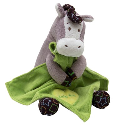 Мягкая игрушка - лошадка с зеленым одеялом, 20 см, серый, полиэстер (D1228319-2) D1228319-2 фото