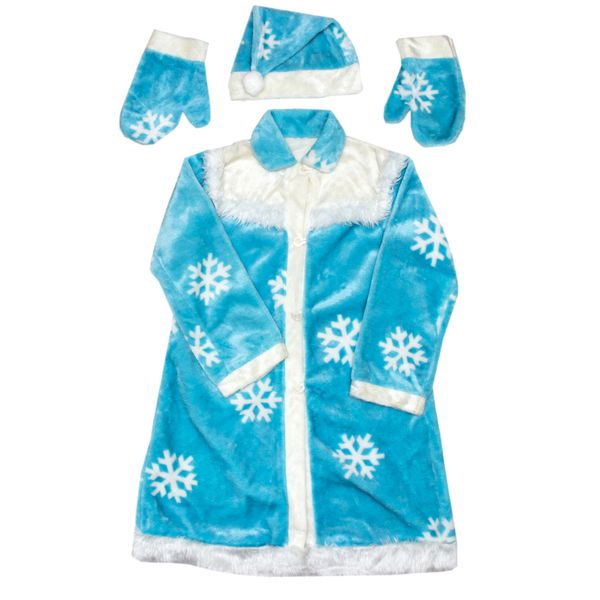Карнавальный костюм снегурочки, 170 см, голубой, полиэстер (460946) 460946 фото