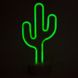 Неоновий світильник, Кактус на підставці, нічник, 30x14x8,5 см, зелений колір, батарейки 3 AA, USB (140656) 140656 фото 3