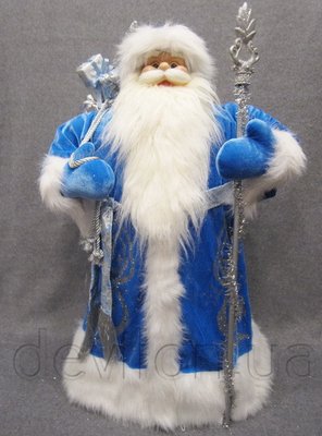 Новогодняя сувенирная фигурка Дед Мороз в голубой шубе, 80 см, синий, пластик, текстиль (600137) 600137 фото