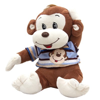 М'яка іграшка - мавпочка в блакитній футболці, 26 см, коричневий, поліестер (727001/1-2) 727001/1-2 фото
