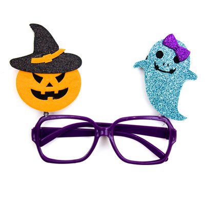 Карнавальные очки с привидением и тыквой, фиолетовый, пластик (513344-2) 513344-2 фото