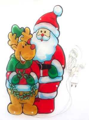 Светодиодная декорация - Дед Мороз и Олень, 45x23,5 см, 20л, пластик, IP20 (640157) 640157 фото
