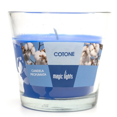 Ароматична свічка Magic Lights, аромат Бавовна, 140 гр, 8*9 см, блакитна (90032) 90032 фото