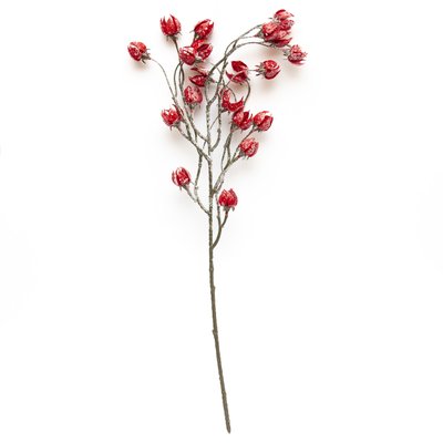 Штучна гілочка з квітами, 62 см, червоний, полімерний матеріал, тканина (170241) 170241 фото