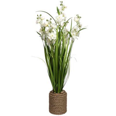 Искусственное растение Окопник с травой в горшке, 75 см, белый, пластик, ткань (130498) 130498 фото