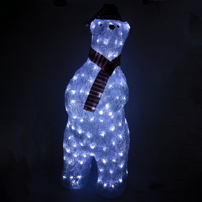Новорічна світлодіодна декорація - Ведмідь, 28x26x73 см, білий, акрил, IP44 (140281) 140281 фото