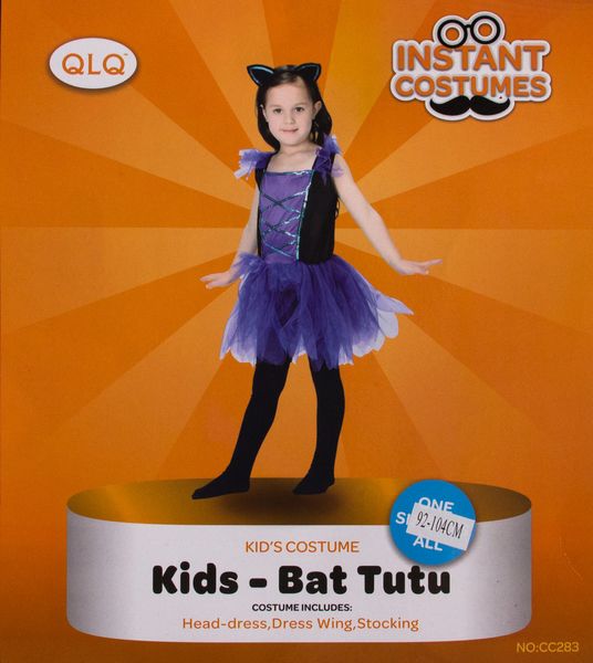 Детский карнавальный костюм летучая мышь для девочки, рост 110-120 см, черный, вискоза, полиэстер (CC283B) CC283B фото