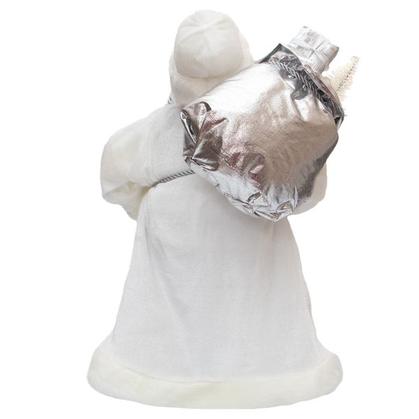 Новогодняя сувенирная фигурка Дед Мороз в бело-серебристой шубе, 40 см, пластик, текстиль (600038) 600038 фото