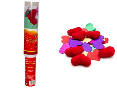 Хлопушка пневматическая, 40 см, разноцветные бумажные сердечки + 6 тканевых (400881) 400881 фото