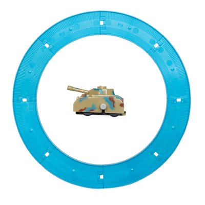 Іграшка заводна - танк 5,5 см з синім треком 16,3x16,3 см, коричневий, пластик (8054A-3-1) 8054A-3-1 фото