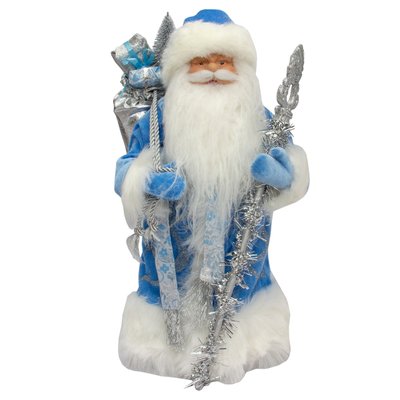 Новогодняя сувенирная фигурка Дед Мороз в синей шубе, 40 см, пластик, текстиль (600113) 600113 фото