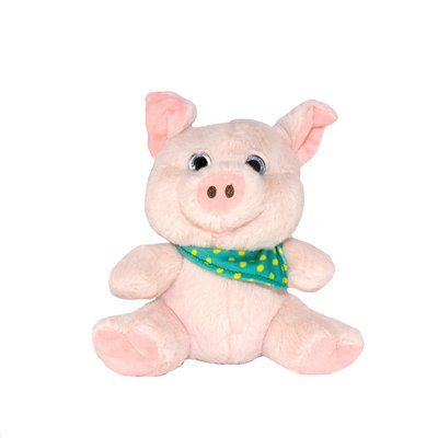 М'яка іграшка - порося з зеленою хусткою, 16 см, рожевий, поліестер (C1713716E-2) C1713716E-2 фото