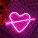 Неоновый светильник настенно-потолочный ночник - Сердце со стрелой, розовый, 25x15 см, 3AA батарейки (140670) 140670 фото 2
