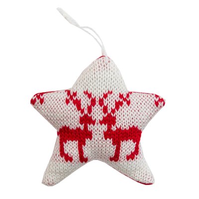 Новогодняя елочная игрушка - фигурка Звезда, 10 см, белый, текстиль (430062-1) 430062-1 фото