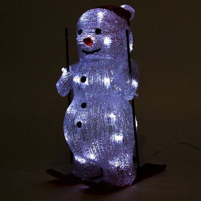Новорічна світлодіодна декорація - сніговик, 20x16x28,5 см, білий, акрил, IP44 (140403) 140403 фото
