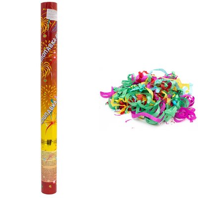 Хлопушка пневматическая, 60 см, разноцветный бумажный серпантин (400744) 400744 фото
