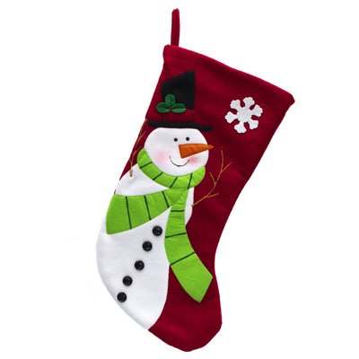 Новогодний носок для подарков - Снеговик, 48 см, с черными пуговицами, полиэстер (000852-3) 000852-3 фото