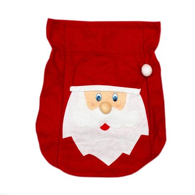 Новогодний мешок на завязке с декором в виде Деда Мороза, 52x31 см, красный с белым, фетр (460854) 460854 фото