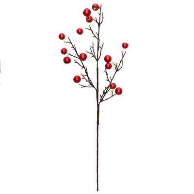 Штучна гілочка з червоними ягодами, 68 см, полімерний матеріал (130566) 130566 фото