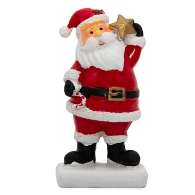 Декоративна фігурка - Дід Мороз із зіркою, 11 см, червоний, полістоун (001552-5) 001552-5 фото