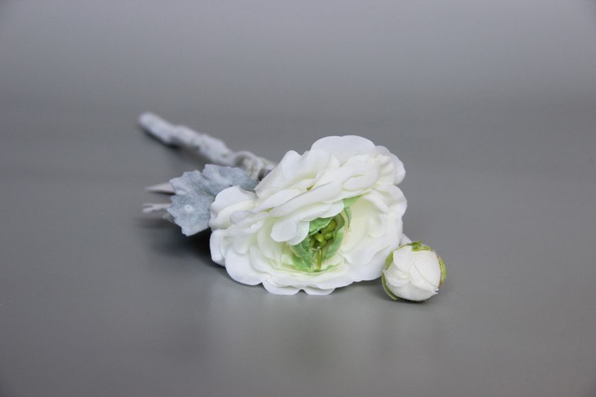 Штучна квітка Жовтець, тканина, пластик, 35 см, білий (630065) 630065 фото