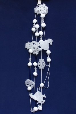 Новорічна прикраса - гірлянда з пінопластових фігурок, 2 м, білий, пінопласт, бавовна (200190) 200190 фото